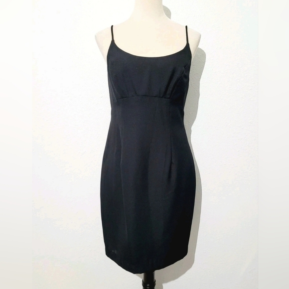 Moda Int’l Little Black Dress Size 10 Made inUSA Spaghetti Strap Classic Vintage - Picture 2 of 16